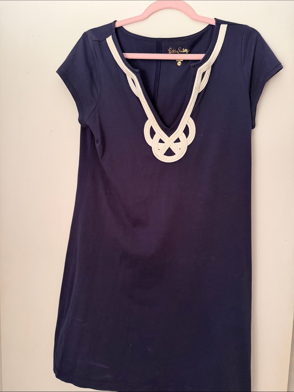 Lilly Pulitzer Navy Tunic Dress with Cream Rope Neckline
